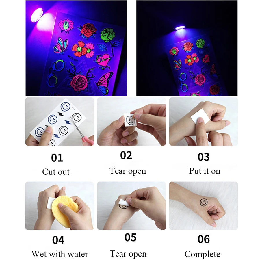 Nightclub Fluorescent Face Sticker Party Butterfly Tattoo Sticker