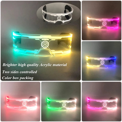 LED Luminous Colorful Cyberpunk Glasses Cheer Christmas Bar DJ music