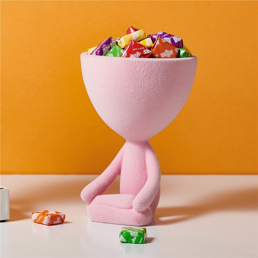 Meditation figurine pink storage abstract ornaments desktop jewelry storage key tray home ornaments