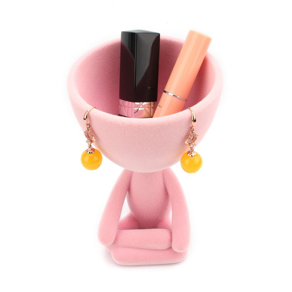 Meditation figurine pink storage abstract ornaments desktop jewelry storage key tray home ornaments