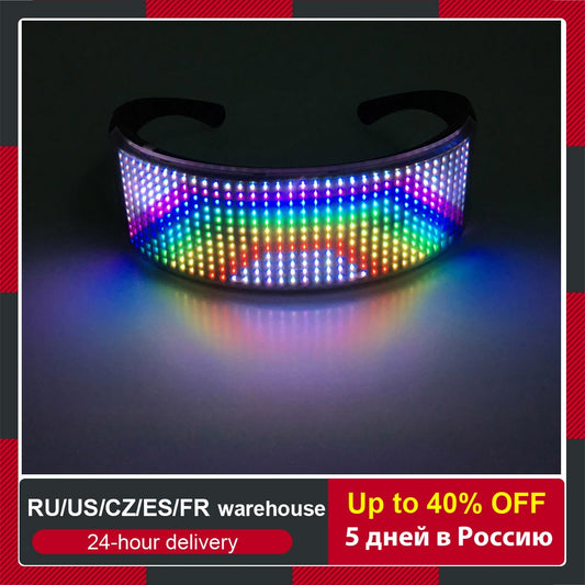 Led Luminous Glasses Futuristic Electronic Visor Glasses Light Up