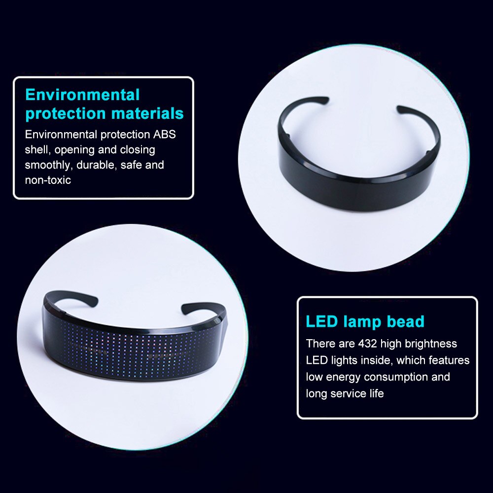 Led Luminous Glasses Futuristic Electronic Visor Glasses Light Up