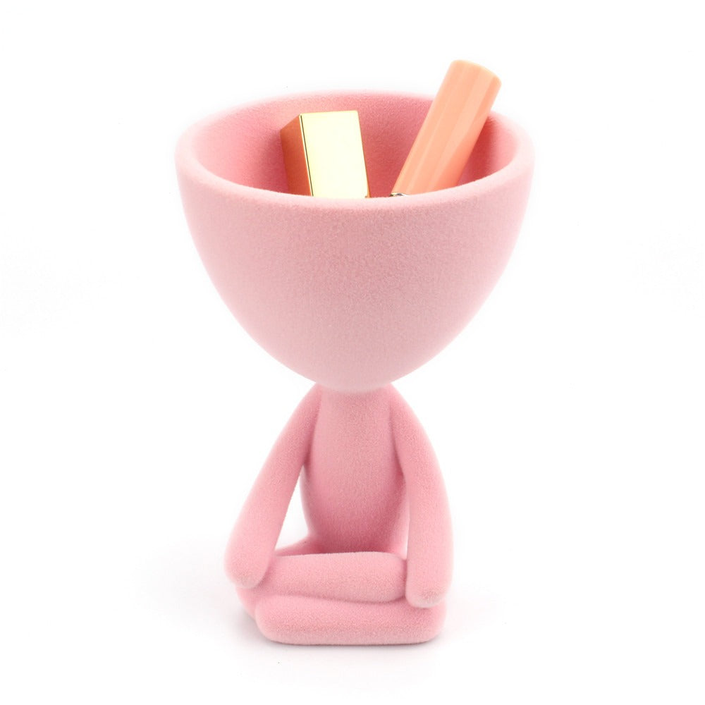 Meditation figurine pink storage abstract ornaments desktop jewelry storage key tray home ornaments