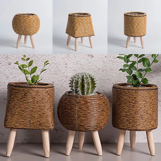 Nordic Flower Shelf Imitation Rattan Flower Pot Woven Flower Basket