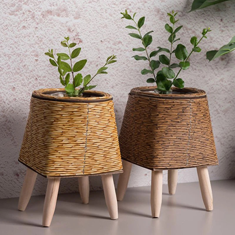 Nordic Flower Shelf Imitation Rattan Flower Pot Woven Flower Basket