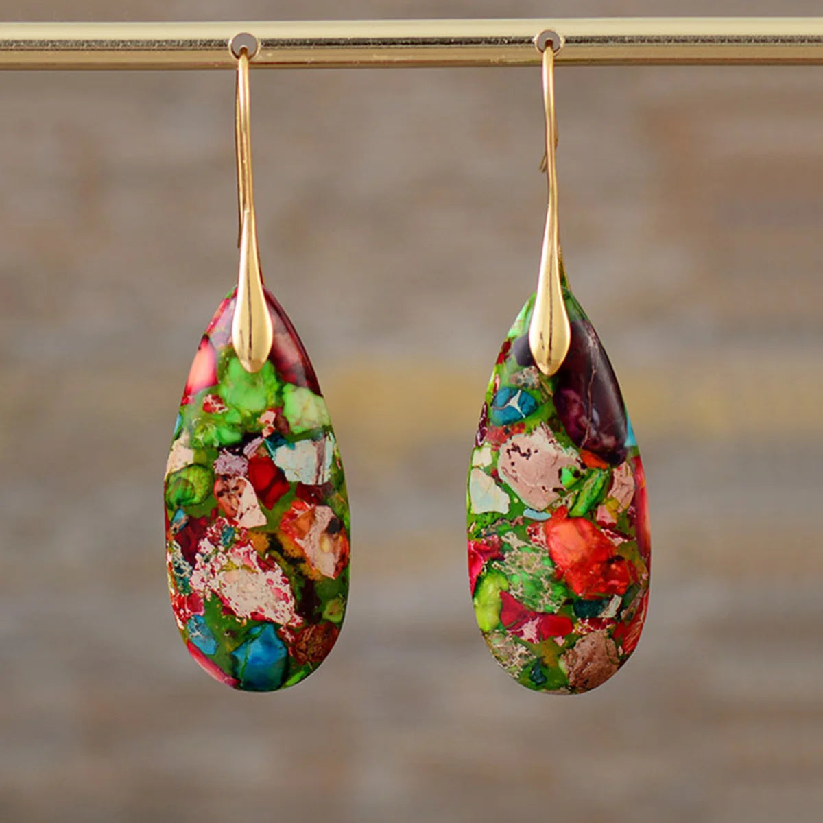 Luxury Earrings for Women Bohemian Emperor Stone Droplet Pendant