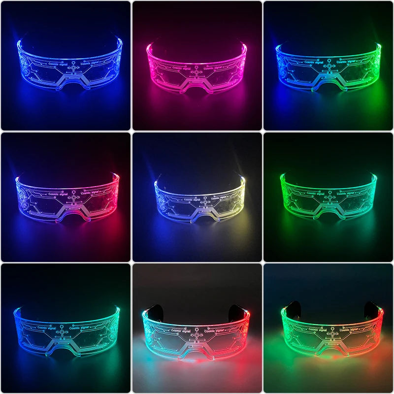 LED Luminous Colorful Cyberpunk Glasses Cheer Christmas Bar DJ music