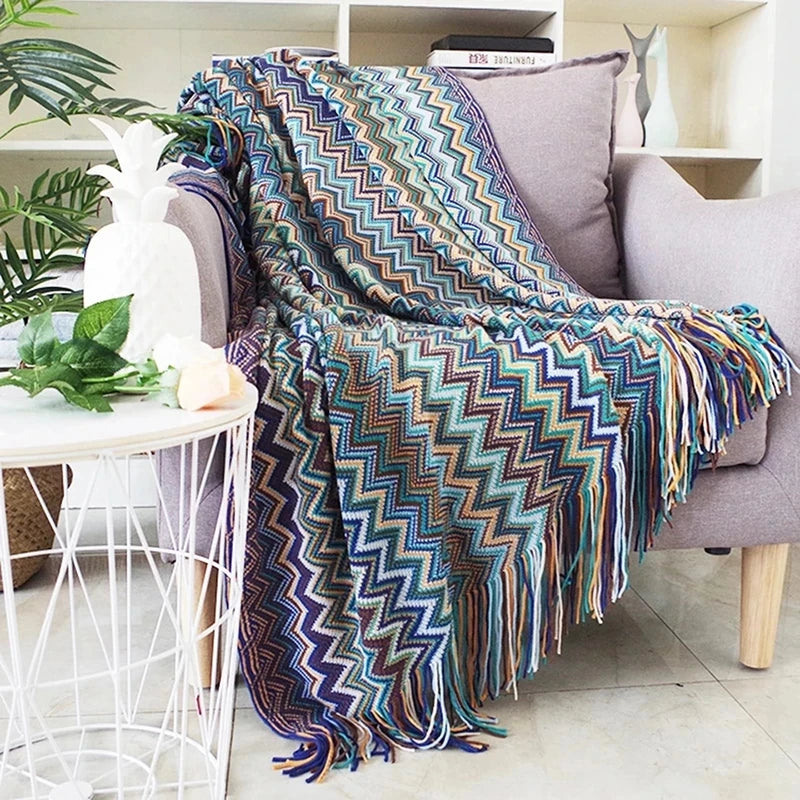 Boho Bed Plaid Blanket Geometry Aztec Baja Blankets Ethnic Sofa Cover