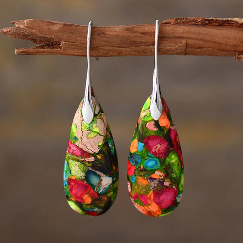 Luxury Earrings for Women Bohemian Emperor Stone Droplet Pendant