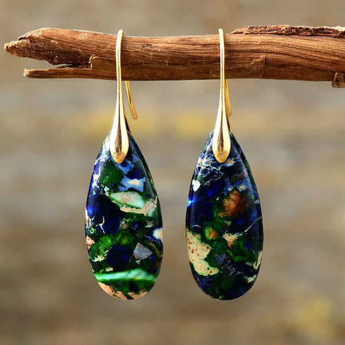 Luxury Earrings for Women Bohemian Emperor Stone Droplet Pendant