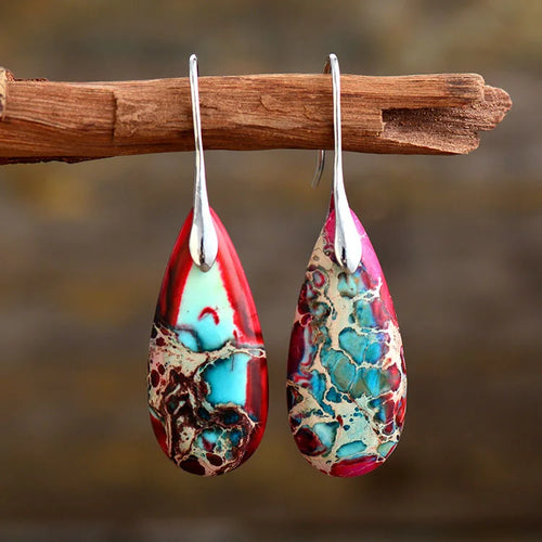 Luxury Earrings for Women Bohemian Emperor Stone Droplet Pendant