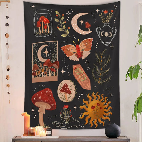 Amanite Mushroom Tapestry Divination Psychic Wall Hanging Hippie Boho