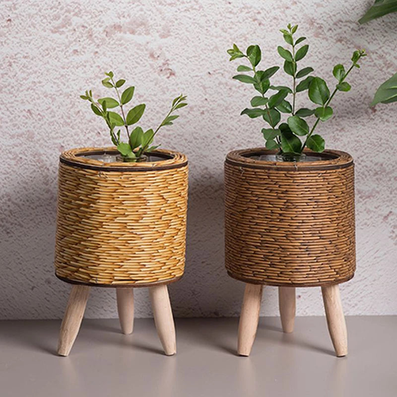 Nordic Flower Shelf Imitation Rattan Flower Pot Woven Flower Basket