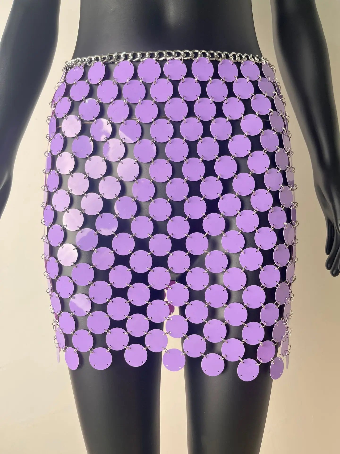 Shiny Plastics Sequins Belly Chain Disc Skirt for Women Sexy Waist