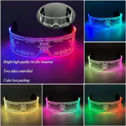 LED Luminous Colorful Cyberpunk Glasses Cheer Christmas Bar DJ music