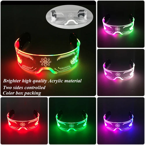 LED Luminous Colorful Cyberpunk Glasses Cheer Christmas Bar DJ music