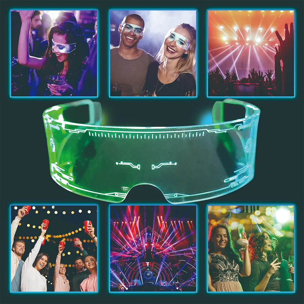 LED Luminous Colorful Cyberpunk Glasses Cheer Christmas Bar DJ music