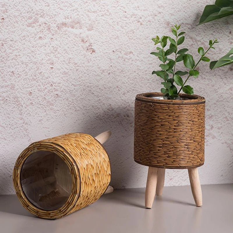 Nordic Flower Shelf Imitation Rattan Flower Pot Woven Flower Basket