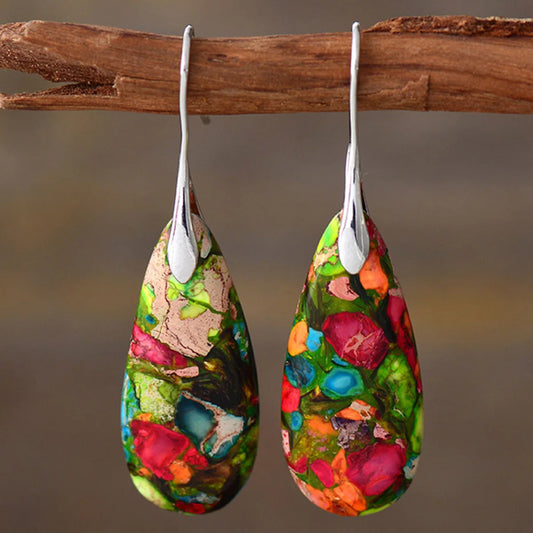 Luxury Earrings for Women Bohemian Emperor Stone Droplet Pendant
