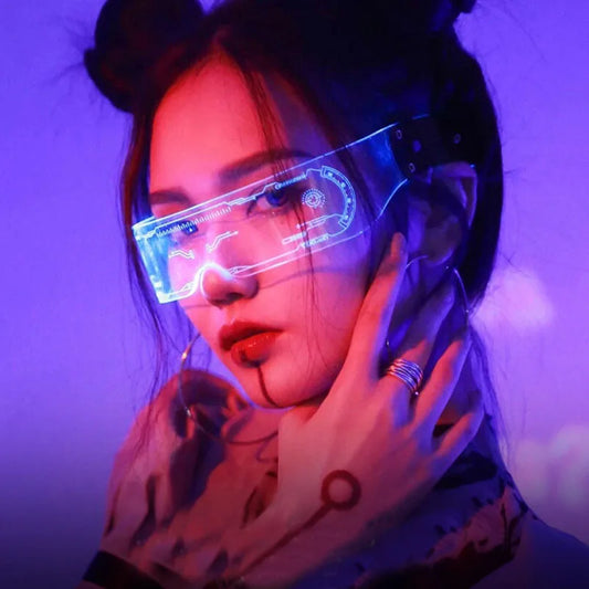 LED Luminous Colorful Cyberpunk Glasses Cheer Christmas Bar DJ music