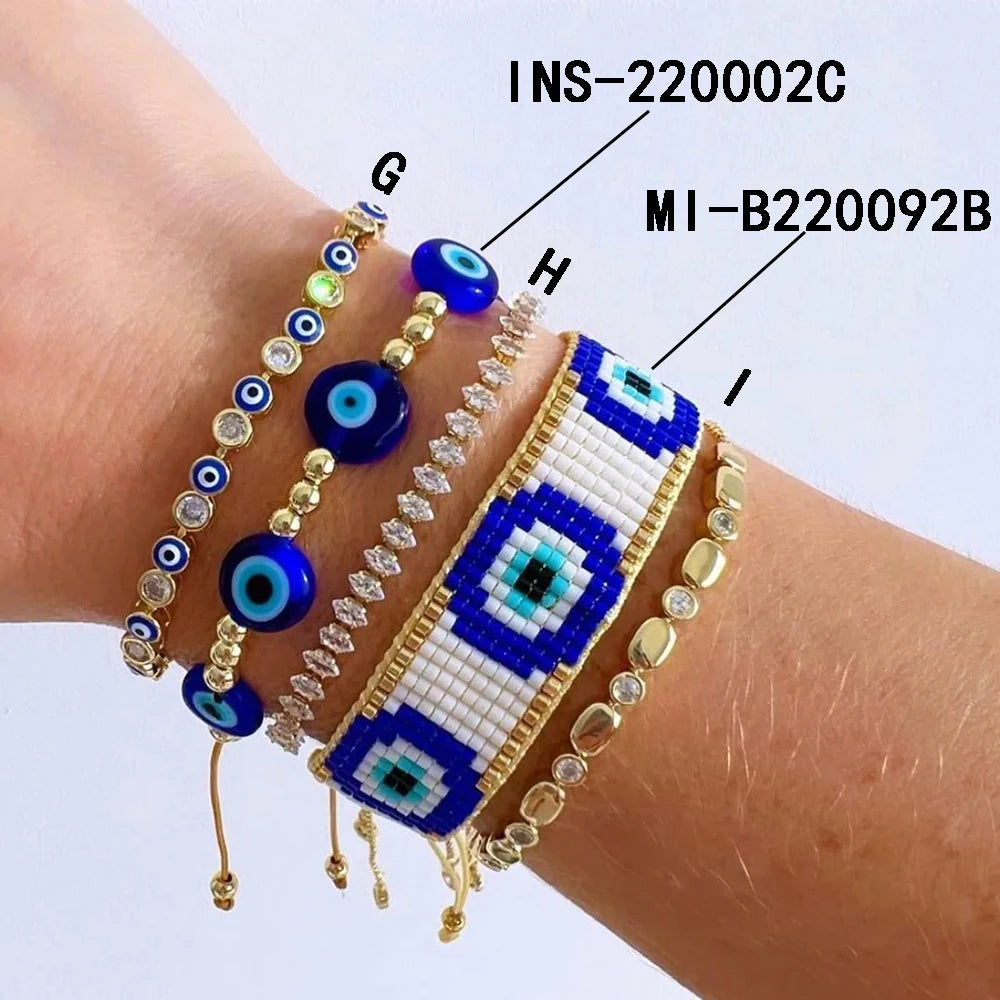 YASTYT Summer Bracelets Evil Eye Beaded Bracelets for Girls Miyuki