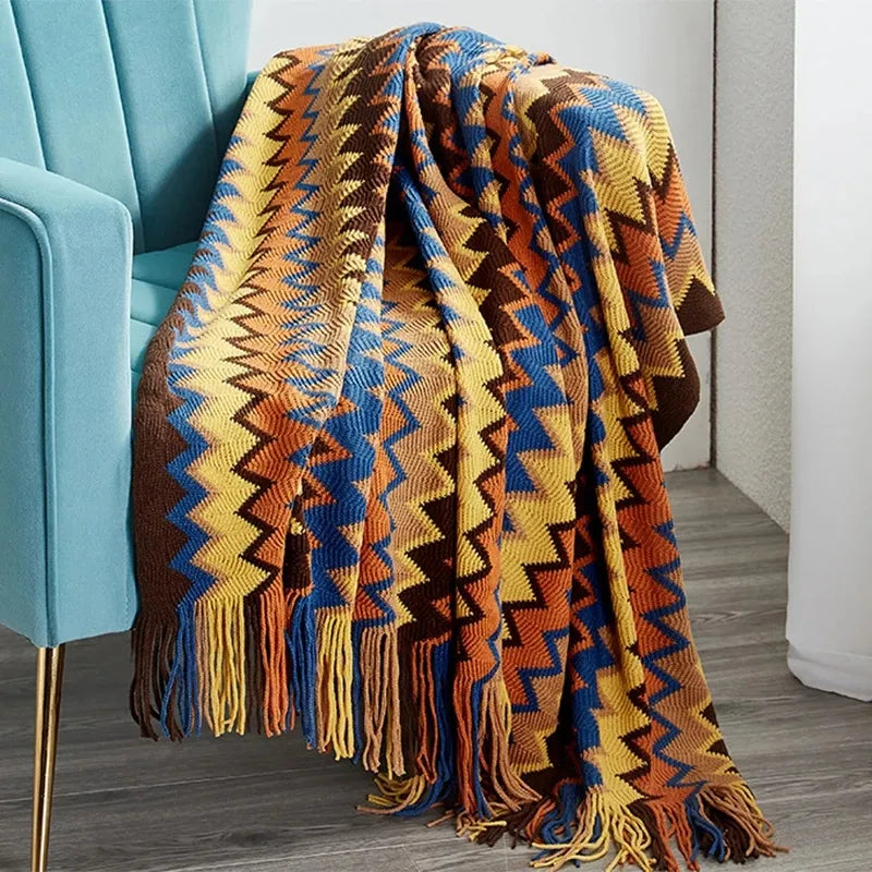 Boho Bed Plaid Blanket Geometry Aztec Baja Blankets Ethnic Sofa Cover