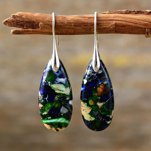 Luxury Earrings for Women Bohemian Emperor Stone Droplet Pendant