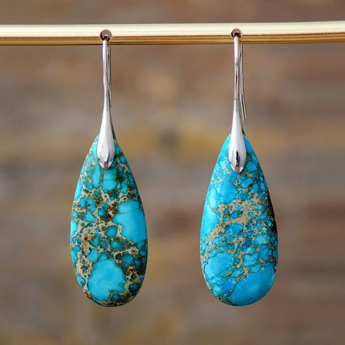 Luxury Earrings for Women Bohemian Emperor Stone Droplet Pendant