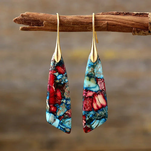 Luxury Earrings for Women Bohemian Emperor Stone Droplet Pendant