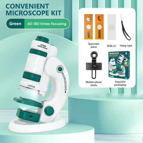 Kid Science Experiment Pocket Microscope Toy Kit 60-120x Educational