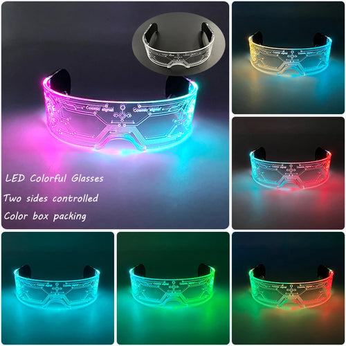 LED Luminous Colorful Cyberpunk Glasses Cheer Christmas Bar DJ music