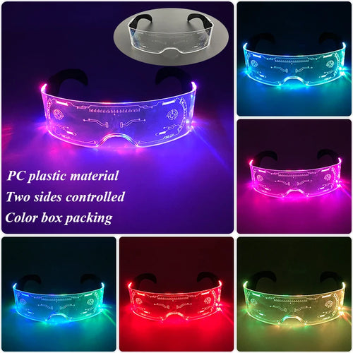 LED Luminous Colorful Cyberpunk Glasses Cheer Christmas Bar DJ music