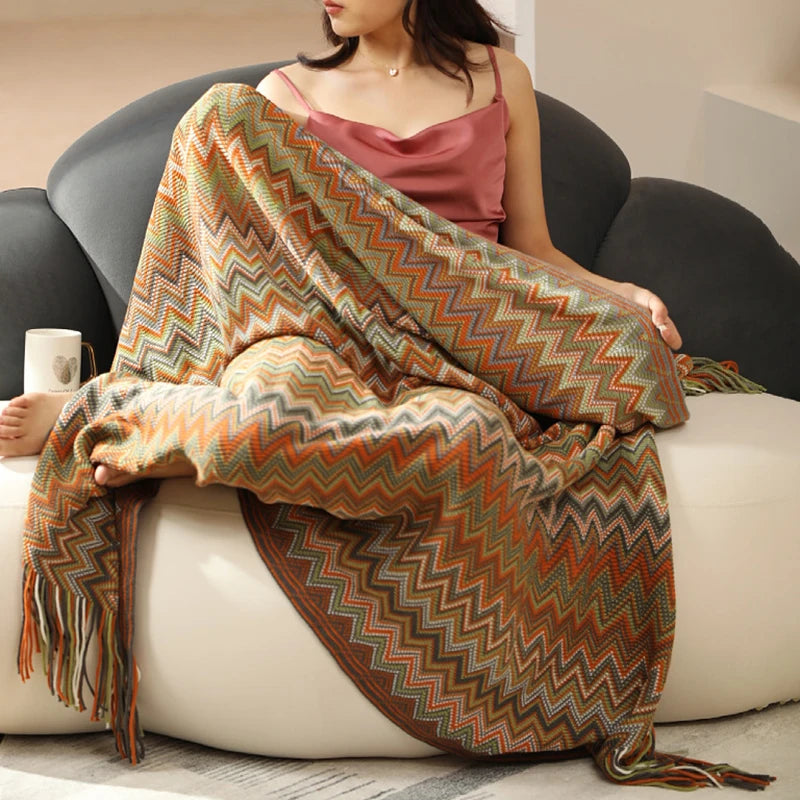 Boho Bed Plaid Blanket Geometry Aztec Baja Blankets Ethnic Sofa Cover
