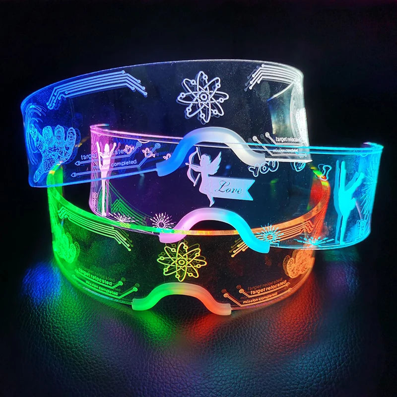 LED Luminous Colorful Cyberpunk Glasses Cheer Christmas Bar DJ music