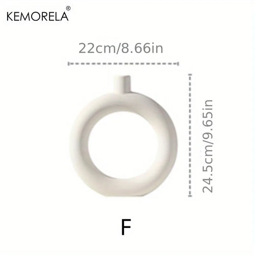 Nordic Ceramic Vase Circular Hollow Donuts Flower Pot Home Living Room