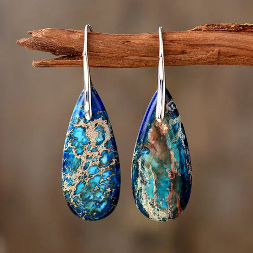 Luxury Earrings for Women Bohemian Emperor Stone Droplet Pendant