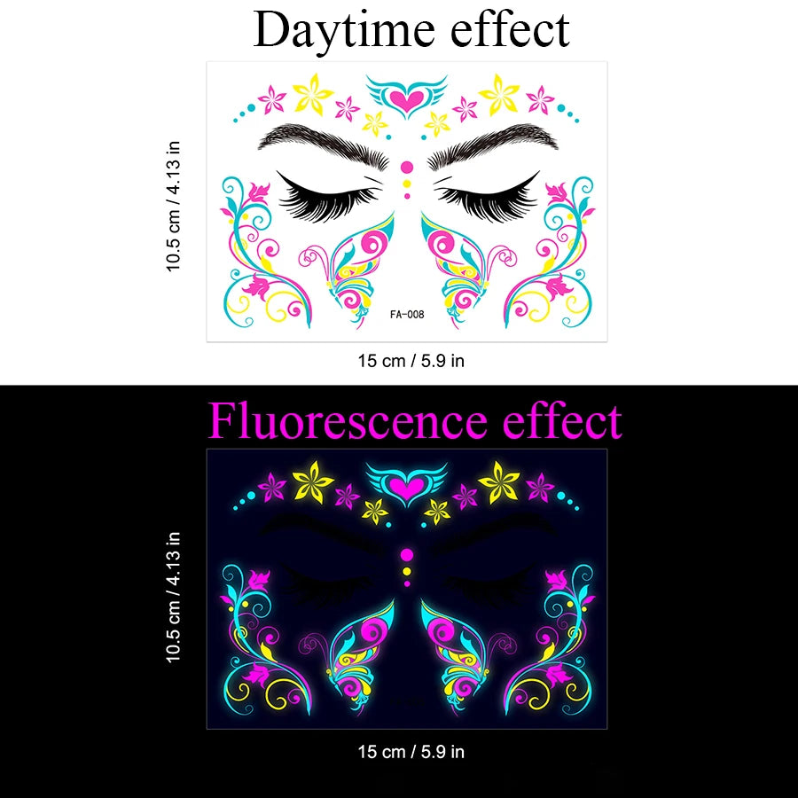 Nightclub Fluorescent Face Sticker Party Butterfly Tattoo Sticker