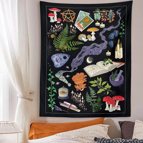 Amanite Mushroom Tapestry Divination Psychic Wall Hanging Hippie Boho