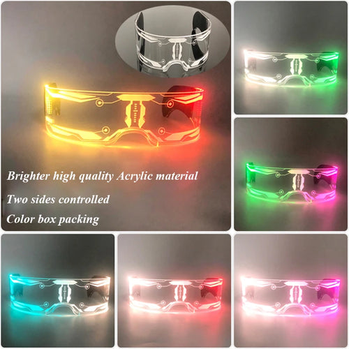LED Luminous Colorful Cyberpunk Glasses Cheer Christmas Bar DJ music