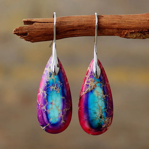 Luxury Earrings for Women Bohemian Emperor Stone Droplet Pendant