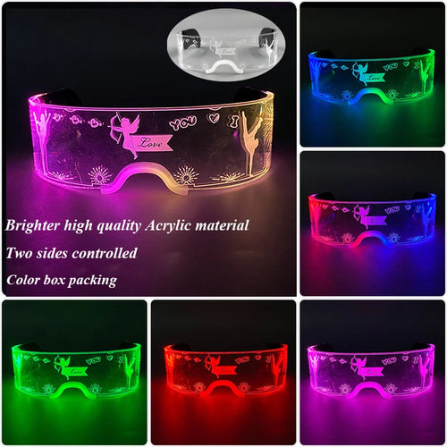 LED Luminous Colorful Cyberpunk Glasses Cheer Christmas Bar DJ music