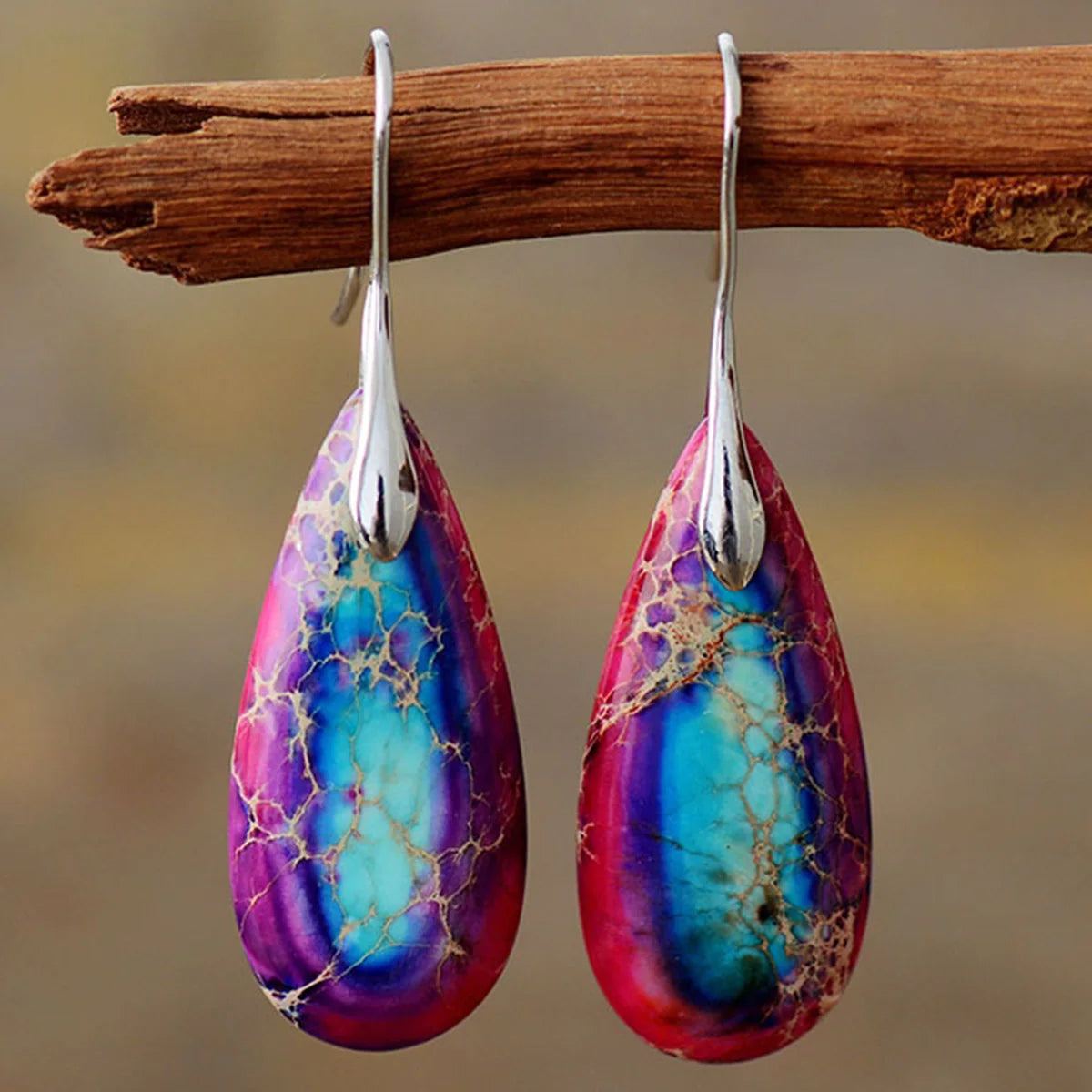 Luxury Earrings for Women Bohemian Emperor Stone Droplet Pendant