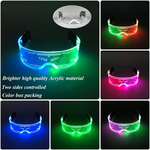LED Luminous Colorful Cyberpunk Glasses Cheer Christmas Bar DJ music