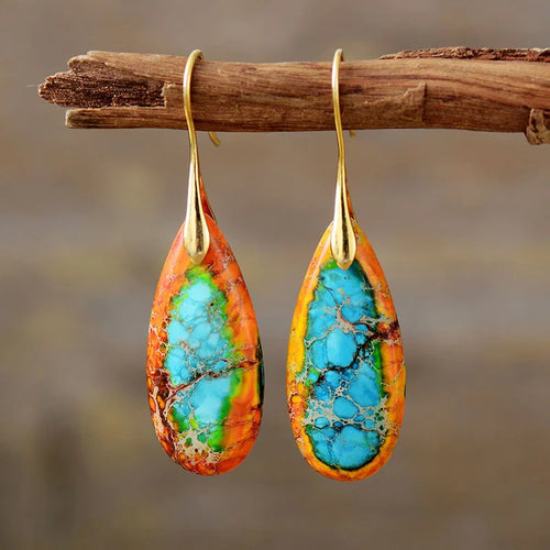 Luxury Earrings for Women Bohemian Emperor Stone Droplet Pendant
