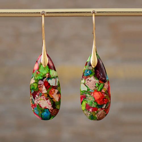 Luxury Earrings for Women Bohemian Emperor Stone Droplet Pendant
