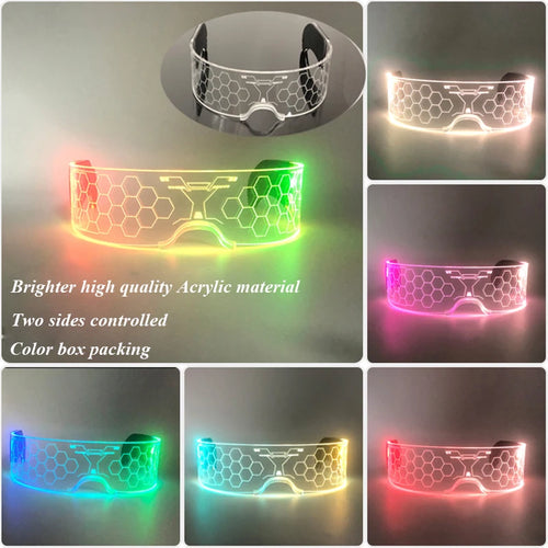 LED Luminous Colorful Cyberpunk Glasses Cheer Christmas Bar DJ music